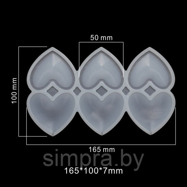 Форма силиконовая для леденцов на палочке "Сердца" 3 ячейки - фото 1 - id-p178870107