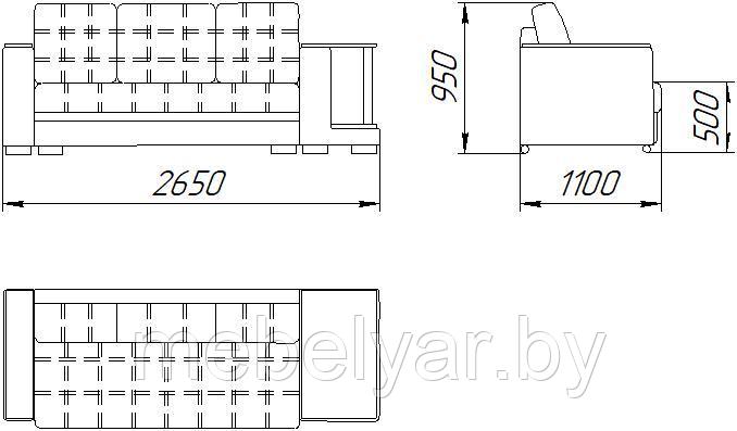 Диван раскладной Арбат Люкс-2 (ПБ, светло-серый) ZMF - фото 2 - id-p163967211