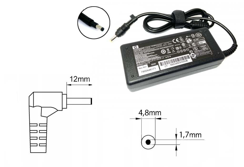 Оригинальная зарядка (блок питания) для ноутбука HP PPP009X, 265602-031, 65W, Long type, штекер 4.8x1.7 мм - фото 1 - id-p178878733