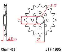 Звездочка ведущая JTF1905.14 зубьев