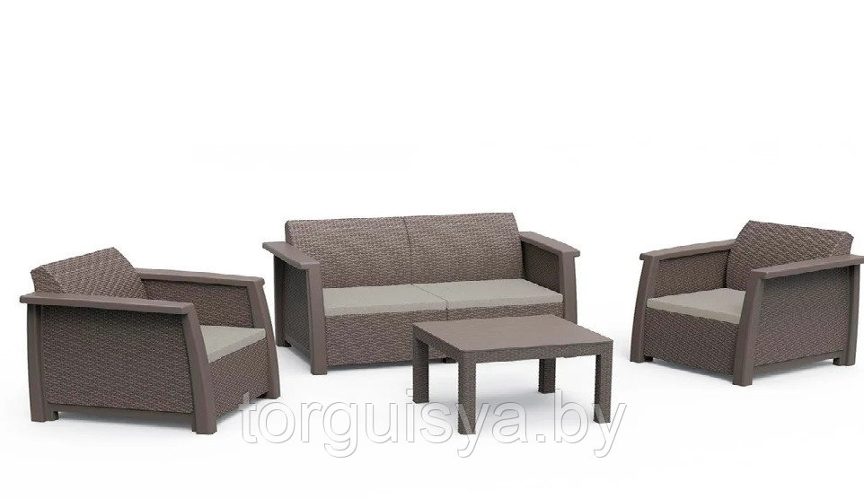 Набор мебели Toledo (двухместный диван, 2 кресла, столик), капучино - фото 1 - id-p178889464