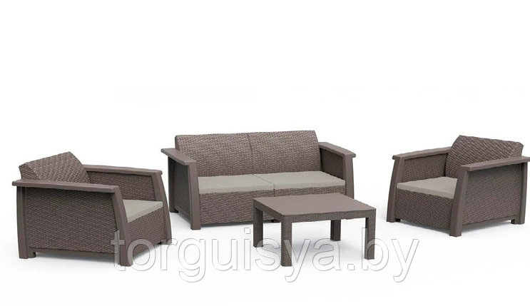 Набор мебели Toledo (двухместный диван, 2 кресла, столик), капучино, фото 2