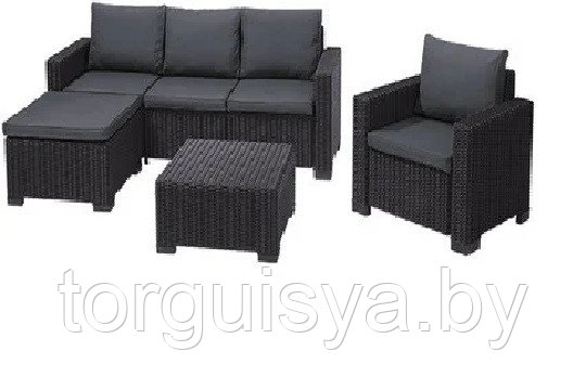 Набор уличной мебели Moorea Set (угловой диван, 2 кресла, столик), графит, фото 2