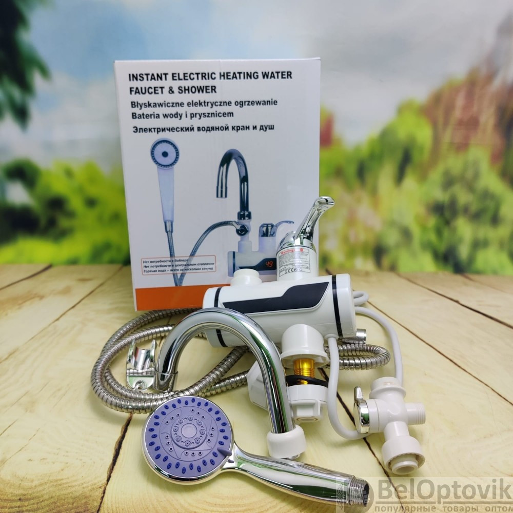 Электрический водяной душ с краном, Проточный водонагреватель-душ Instant Electric Heating Water Faucet - фото 3 - id-p110370230