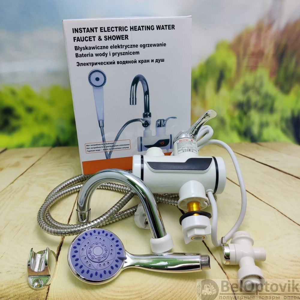 Электрический водяной душ с краном, Проточный водонагреватель-душ Instant Electric Heating Water Faucet - фото 6 - id-p110370230