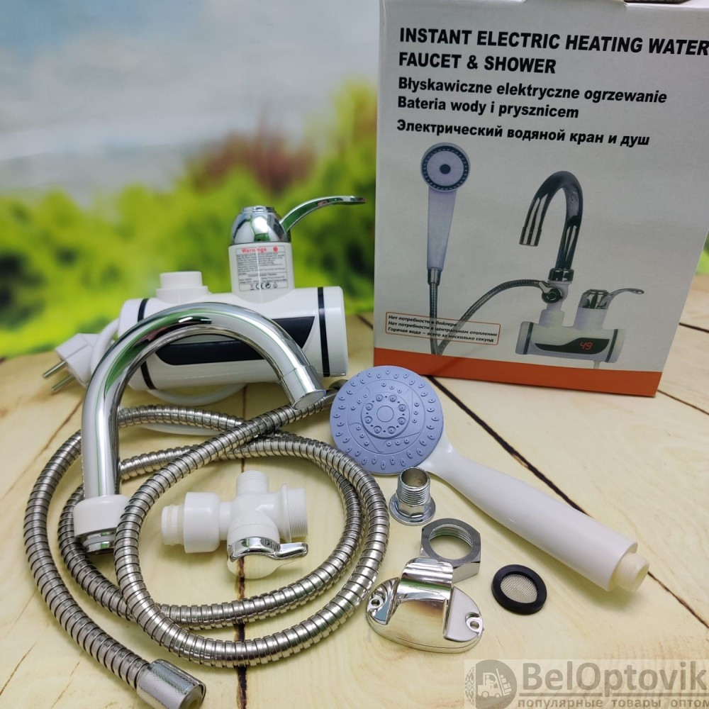 Электрический водяной душ с краном, Проточный водонагреватель-душ Instant Electric Heating Water Faucet - фото 10 - id-p110370230