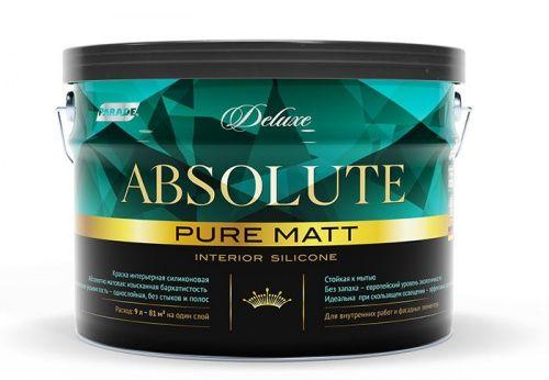 Краска интерьерная силиконовая PARADE DELUXE ABSOLUTE pure matt база А 0,9л - фото 1 - id-p178922058