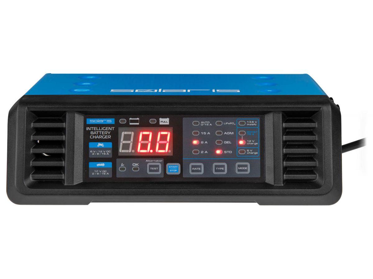 Зарядное устройство Solaris CH-161 Digital (6 В / 12 В; 15 А; до 300 А*ч; 9-ступенч.инверт.; Boost 75 A)
