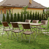 Набор складной садовой мебели CALVIANO (6 стульев+стол) Ротанг