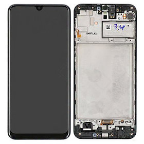 Дисплей (экран) для Samsung Galaxy M21 (M215) в раме c тачскрином, черный