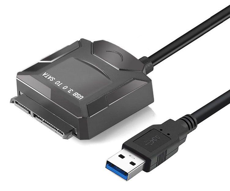 Адаптер - переходник - кабель SATA - USB2.0 для жесткого диска SSD/HDD 2.5″/3.5″ с разъемом питания, ver.02,