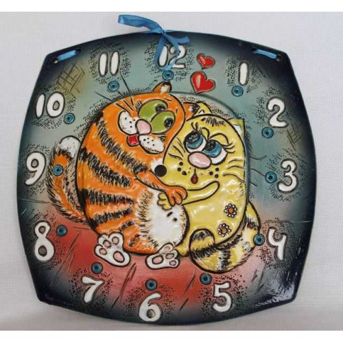 Сувенир часы два кота, 27*27 см. арт. нвп-21304 - фото 1 - id-p170628417