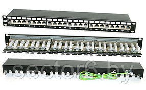 Hyperline PP2-19-24-8P8C-C6A-SH-110D Патч-панель 19", 1U, 24 порта RJ-45 полн. экран., категория 6A, 110 IDC
