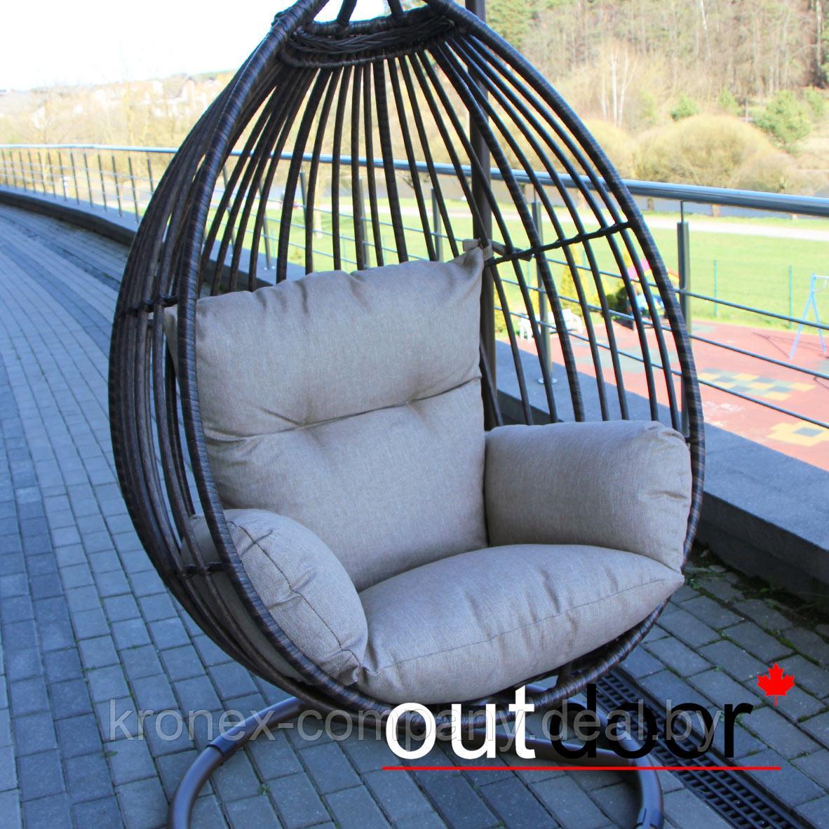 Подвесное кресло "кокон" из ротанга OUTDOOR Самуи, коричневое - фото 3 - id-p160846337