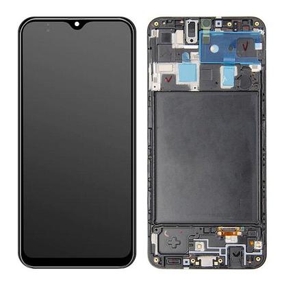 Дисплей (экран) для Samsung Galaxy A20 (A205) в раме с тачскрином, черный, фото 2