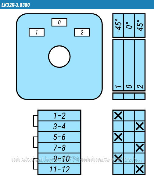 Переключатель LK32R-3.8380\OB2 схема 1-0-2