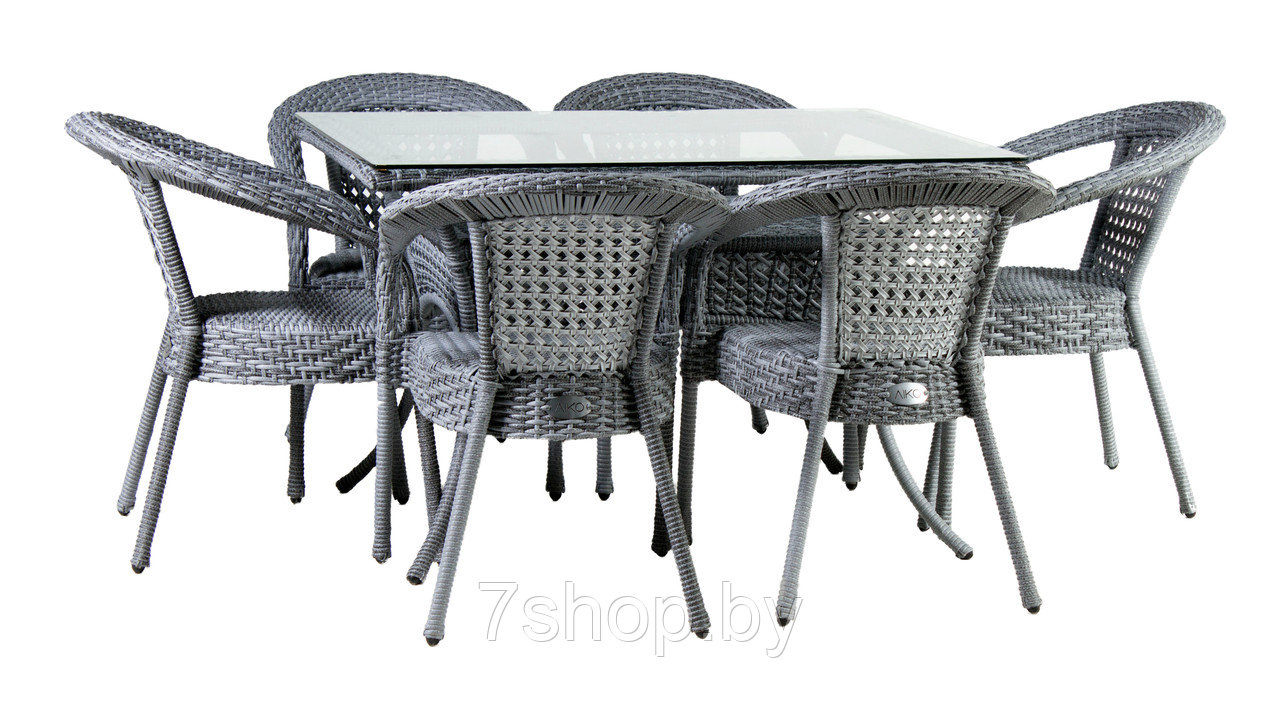 Комплект садовой мебели DECO 6 с прямоугольным столом, серый - фото 1 - id-p178974915