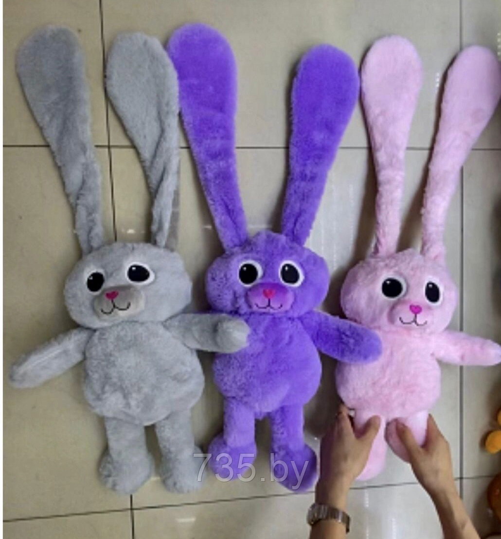 Кролик из тик тока, мягкая игрушка кролик с тянущимися ушами растягивающийся кролик с длинными ногами 70 см - фото 3 - id-p178976490