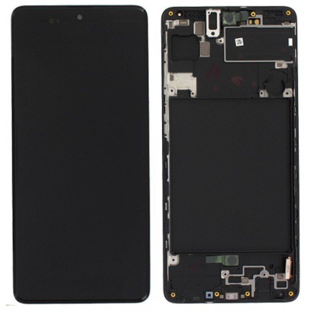 Дисплей (экран) для Samsung Galaxy A71 (A715) в раме c тачскрином (OLED), черный