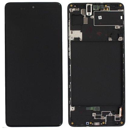 Дисплей (экран) для Samsung Galaxy A71 (A715) в раме c тачскрином (OLED), черный, фото 2