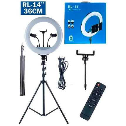 Кольцевая светодиодная лампа 36 см LED RL-14 +штатив 2,1 м, фото 2