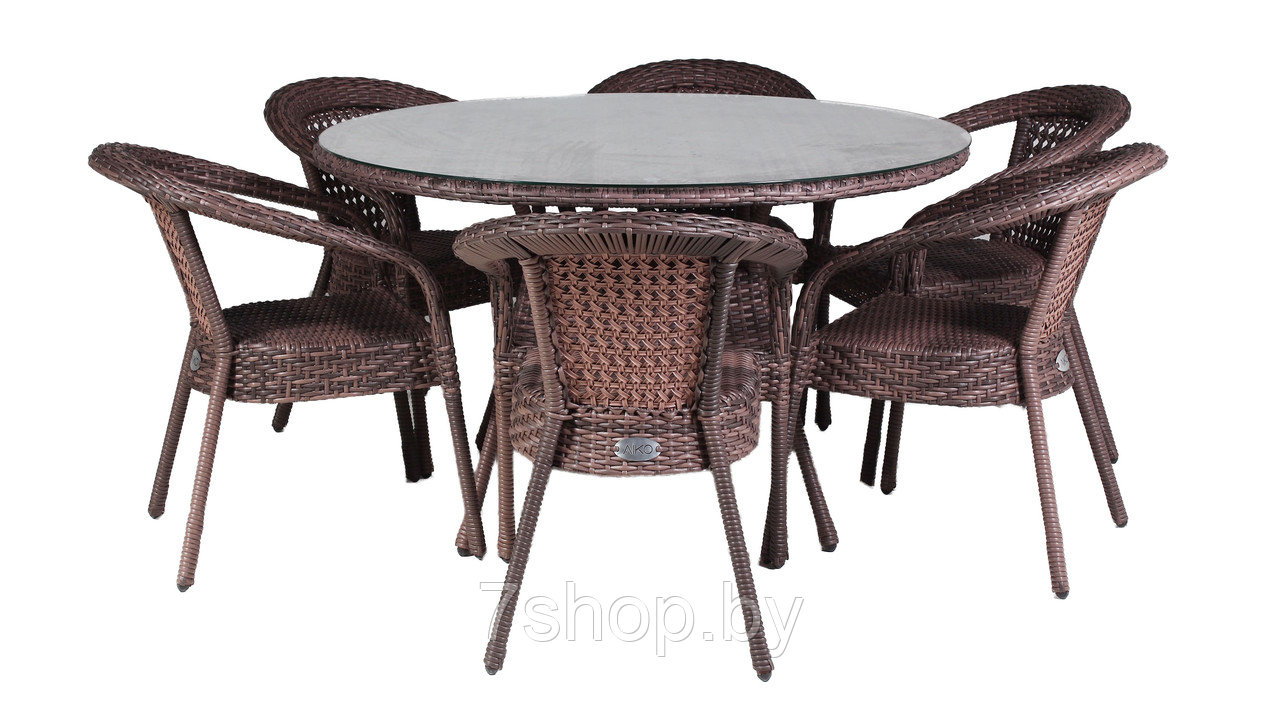 Комплект садовой мебели DECO 6 с круглым столом 7034П шоколад