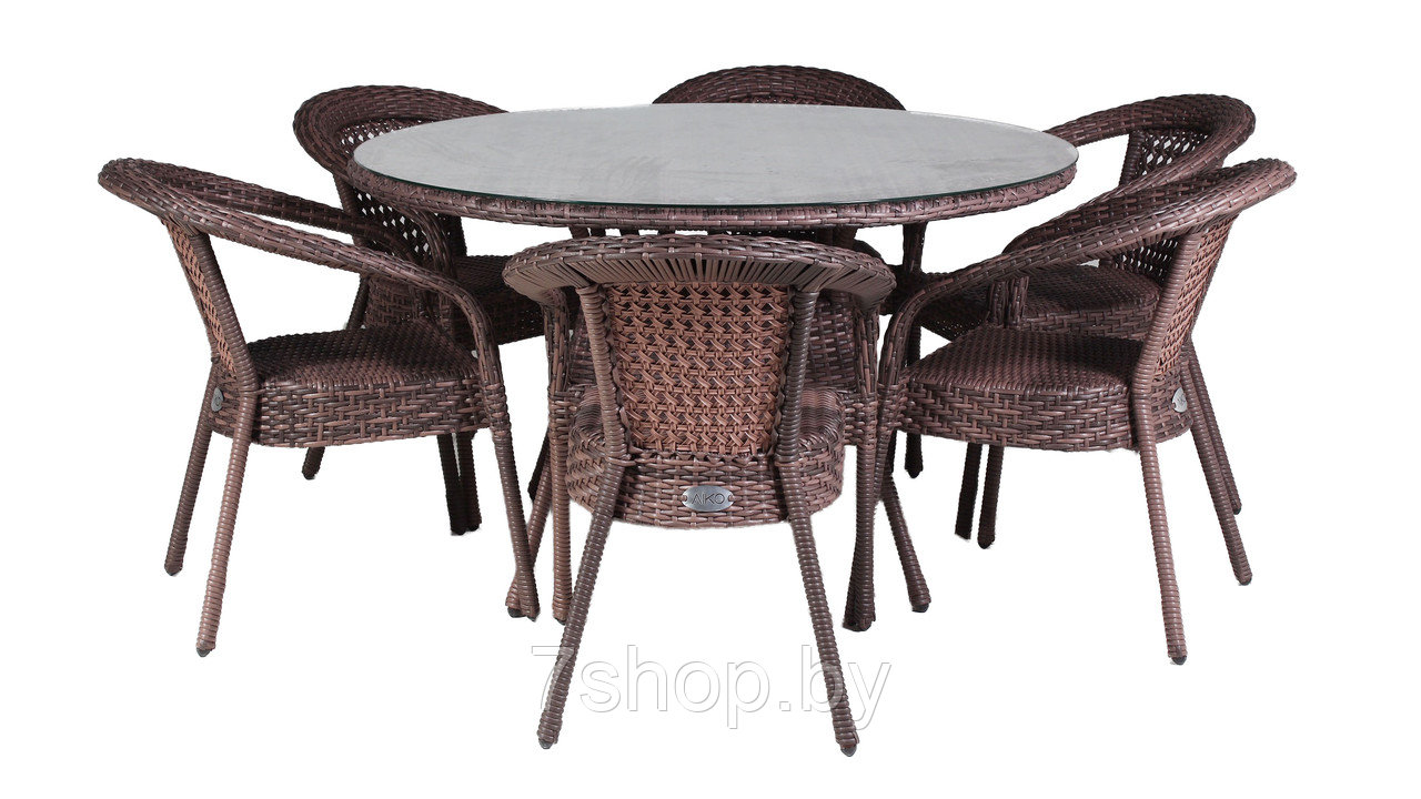 Комплект садовой мебели DECO 6 с круглым столом, шоколад - фото 1 - id-p178991993
