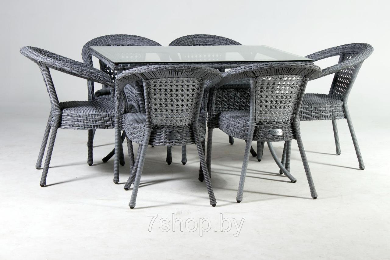 Комплект садовой мебели DECO 6 PLUS с прямоугольным столом, серый