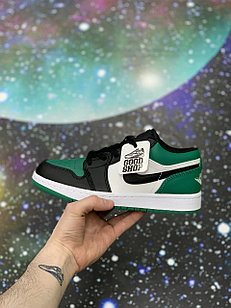 Кроссовки Air Jordan 1 Black White Green Low