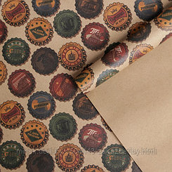 Бумага упаковочная крафтовая «Крышки», 50 × 70 см
