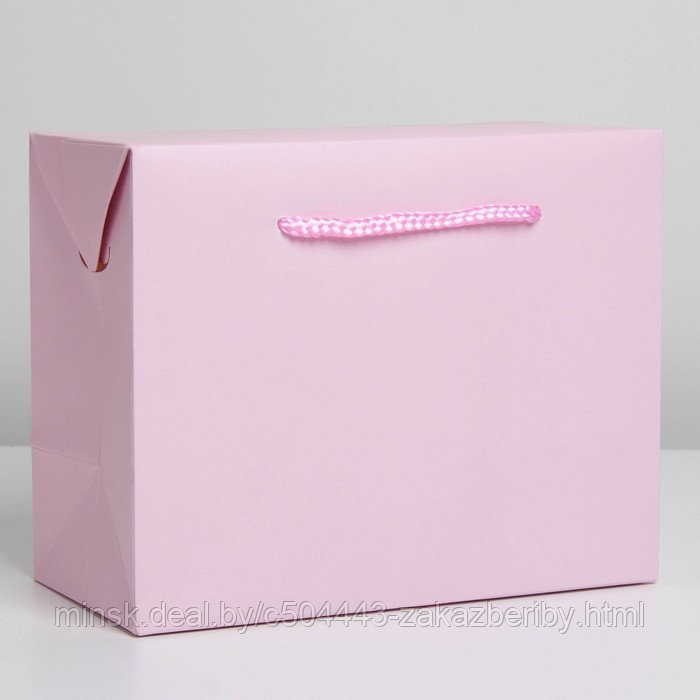 Пакет—коробка «Розовый», 23 × 18 × 11 см