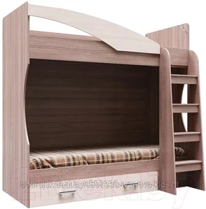 Двухъярусная кровать детская SV-мебель Город Ж 80x186 с ящиком (ясень шимо темный/ясень шимо светлый)
