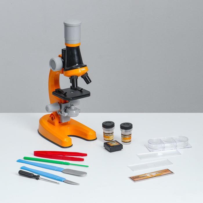 Микроскоп "Юный ботаник" кратность до х1200, оранжевый, подсветка - фото 1 - id-p179033077