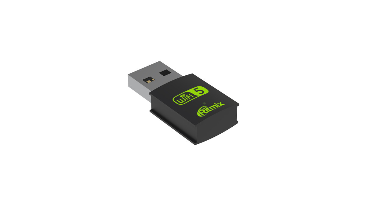 Wi-Fi USB-адаптер RITMIX RWA-150 с поддержкой WiFi5, 2.4ГГц + 5ГГц.