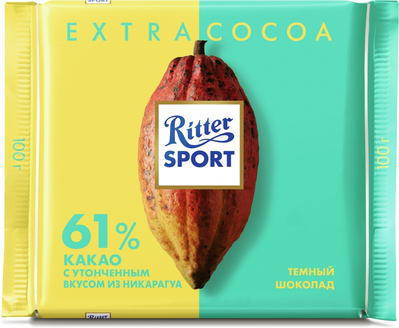 Шоколад RITTER SPORT темный из Никарагуа 61% какао, 100г. - фото 1 - id-p179052781