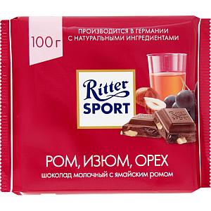 Шоколад RITTER SPORT Ром, изюм, орех, 100г.