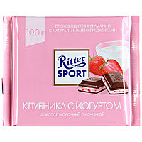 Шоколад RITTER SPORT Клубника с йогуртом молочный, 100г.