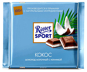 Шоколад RITTER SPORT Кокос молочный, 100г.