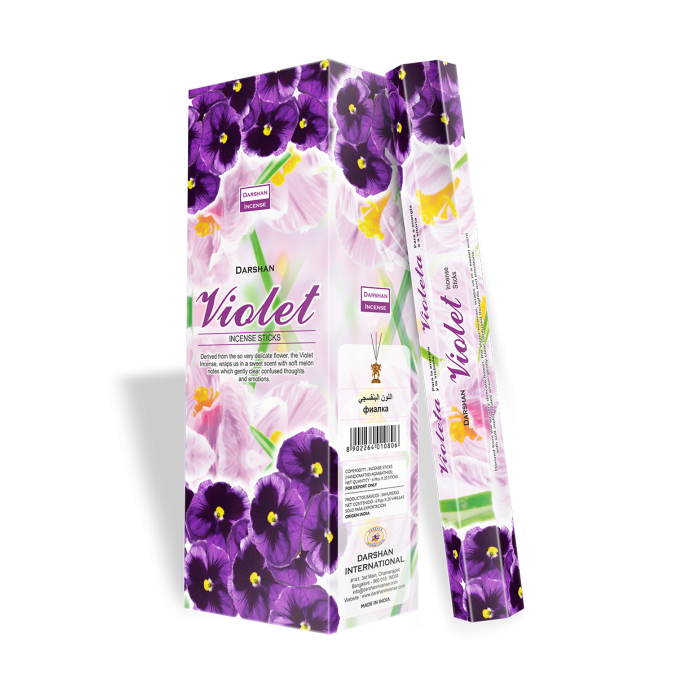 Благовония Фиалка Violet, шестигранник, Darshan