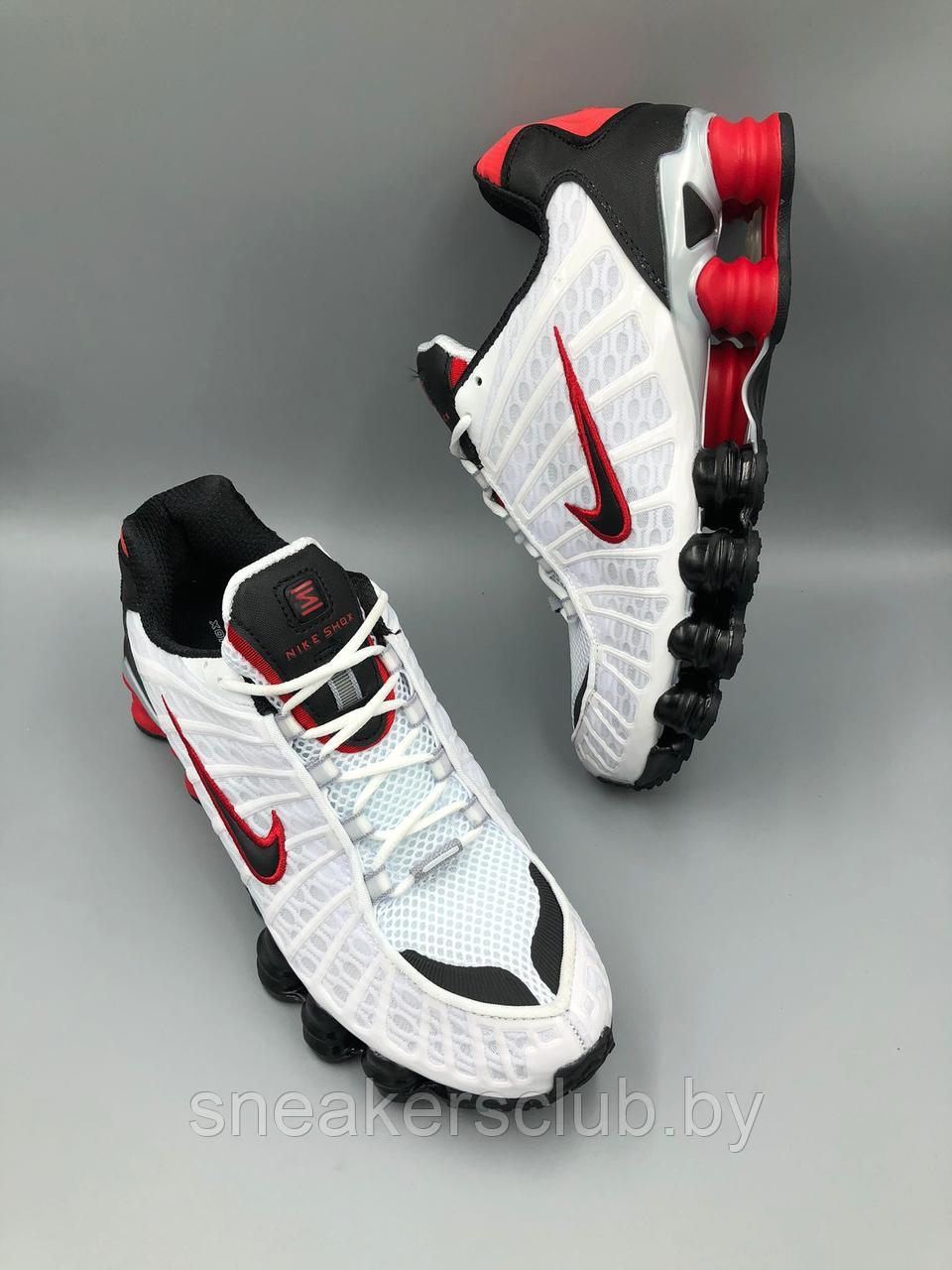 Кроссовки мужские Nike Shox бело-красные