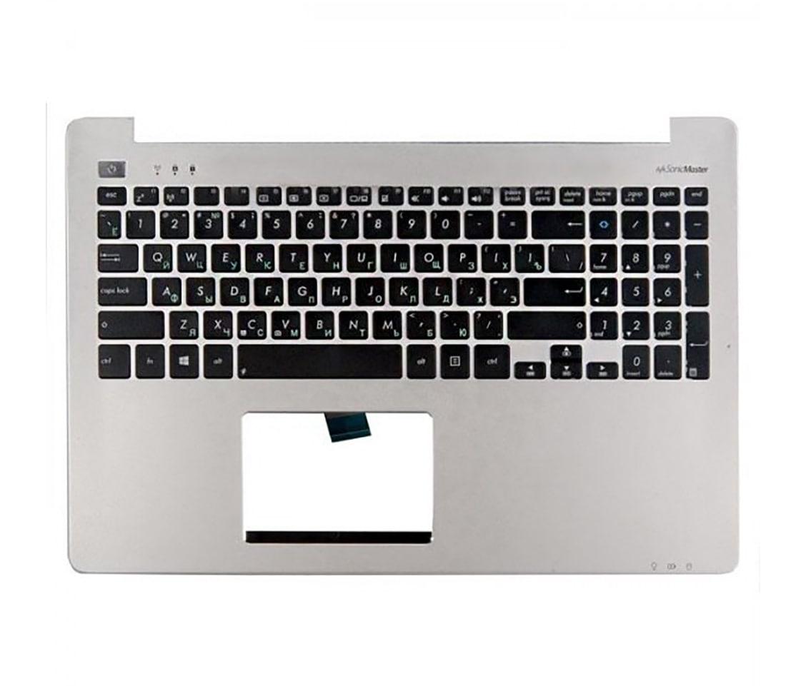 Верхняя часть корпуса (Palmrest) Asus Vivobook S551, K551 с клавиатурой, серебристый, RU - фото 1 - id-p179114922