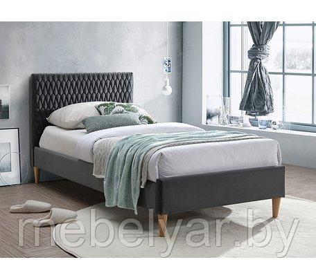 Кровать SIGNAL AZURRO VELVET BLUVEL 14 серый/дуб, 90/200 - фото 1 - id-p179154668
