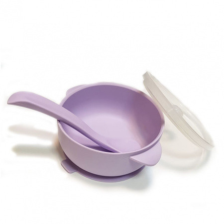 Тарелка с крышкой  и ложкой Pastel lilac