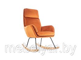 Кресло-качалка SIGNAL HOOVER VELVET оранжевый/черный/дуб