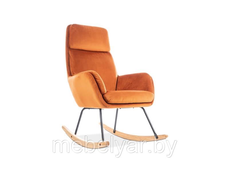 Кресло-качалка SIGNAL HOOVER VELVET оранжевый/черный/дуб - фото 1 - id-p179154797