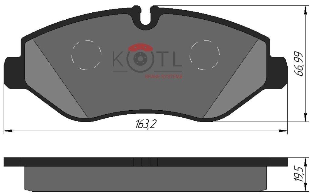 Комплект передних тормозных колодок KOTL 1747KT диск (аналог PA6026) IVECO DAILY S35 серия PROFF - фото 3 - id-p179154850