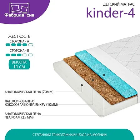Матрас "Kinder-4" ортопедический беспружинный 180х90, фото 2