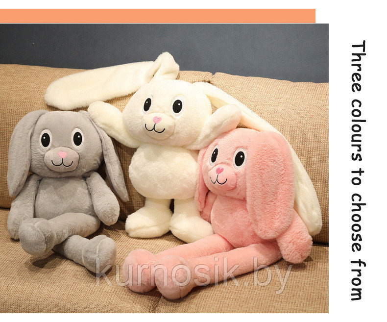 Кролик заяц тянучка мягкий 80 см Хит тренд 2022 розовый - фото 5 - id-p179180758