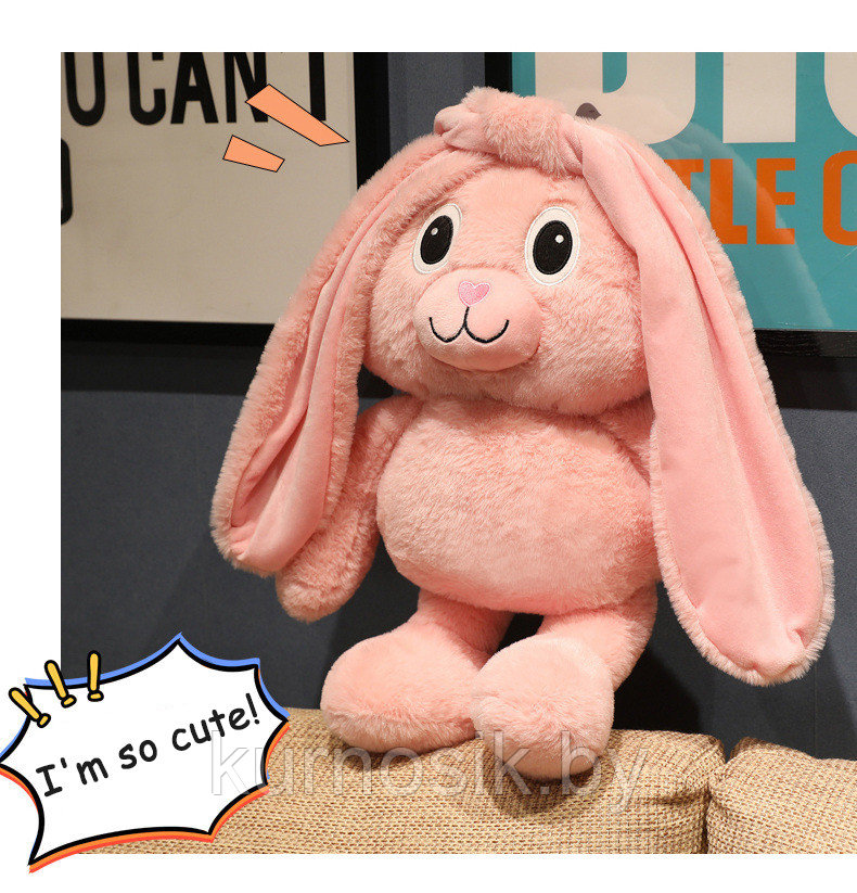 Кролик заяц тянучка мягкий 80 см Хит тренд 2022 розовый - фото 3 - id-p179180758