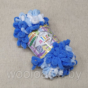 Пряжа Alize Puffy Color, Ализе Пуффи Колор, турецкая, плюшевая, 100% микрополиэстер, для ручного вязания (цвет 6371)